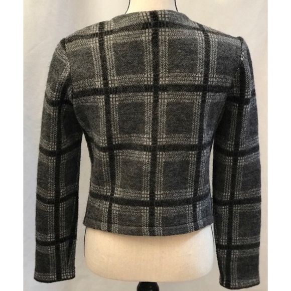 Joie Etesse Wool Blend Moto Jacket Gray Plaid Asymetrical Zip Size Small - Picture 4 of 10